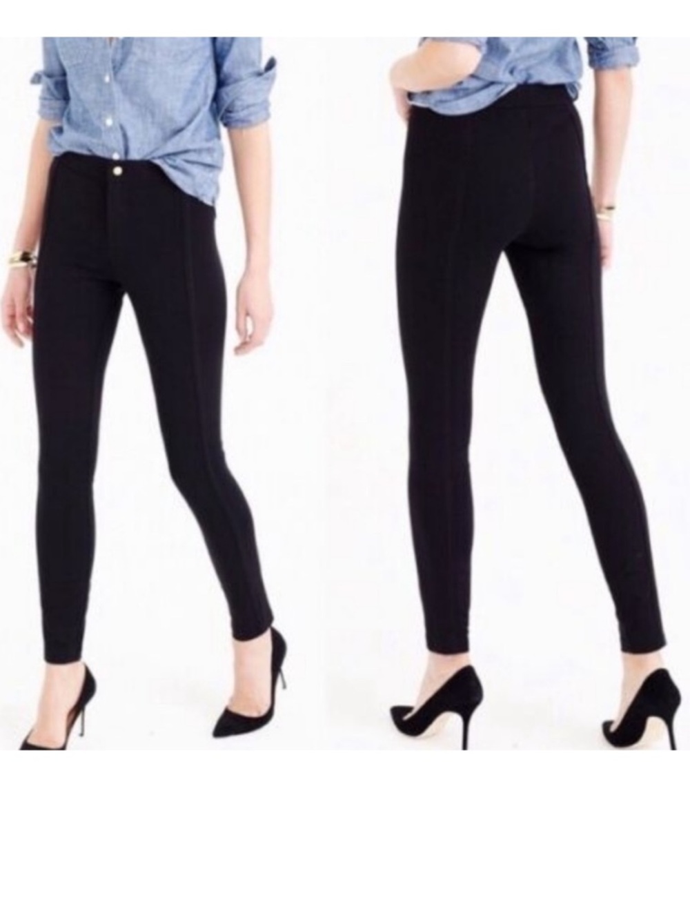 J. Crew Pixie Ponte Snap Front Pant, Black Size 12R Style E1153